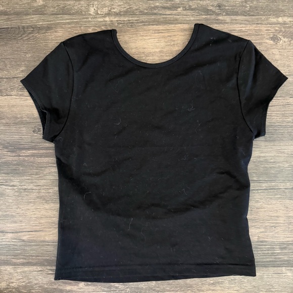 NWT Edikted Black Bambi Open-Back T-Shirt Top Crop Round Neck Cotton Casual M - Picture 4 of 9